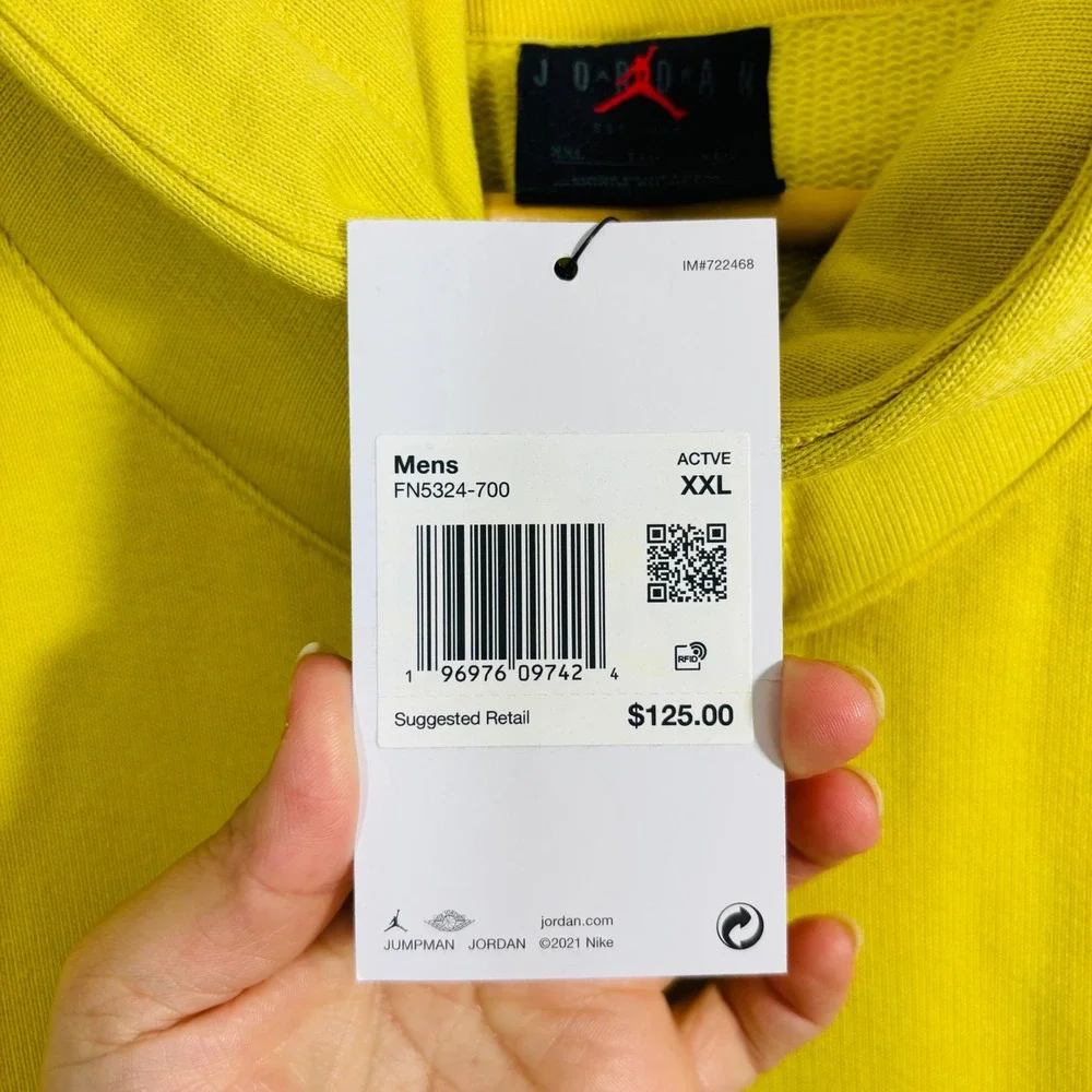 Jordan‎ PSG Paris Wordmark Fleece Pullover Yellow Hoodie FN5324-700 Men XXL